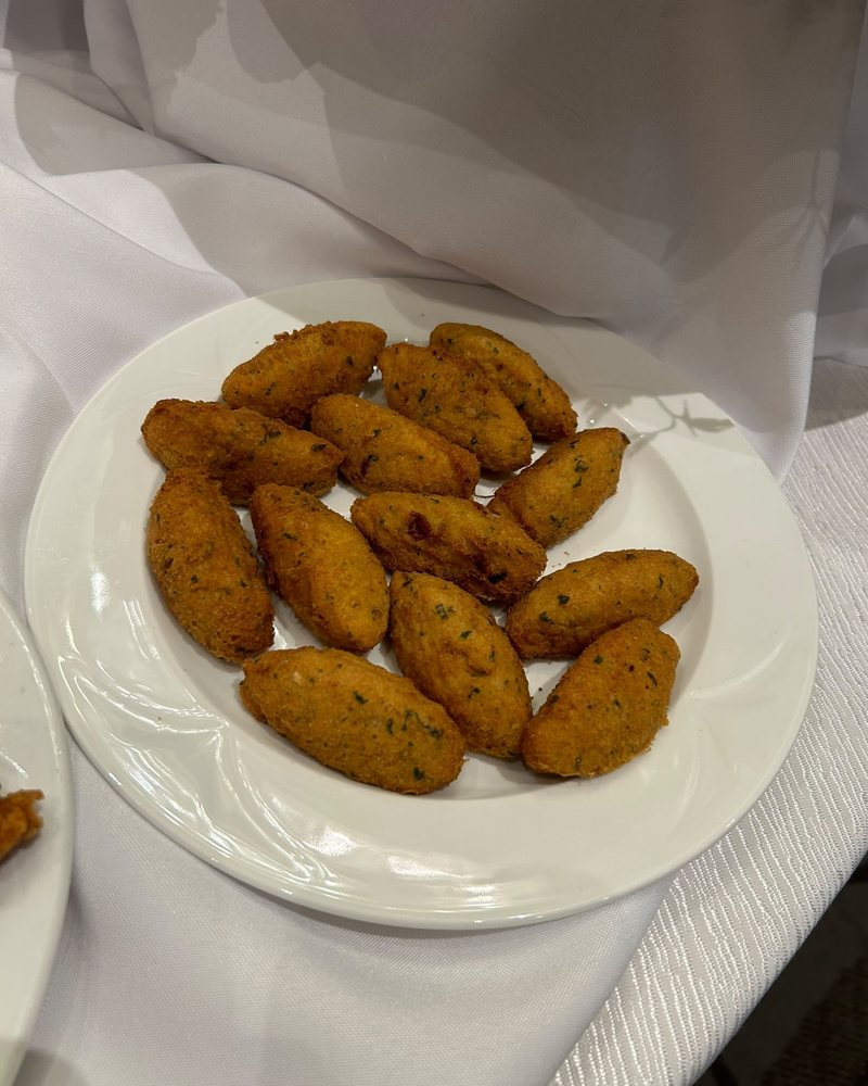 Portuguese cod croquettes plated by CF Culinary Events