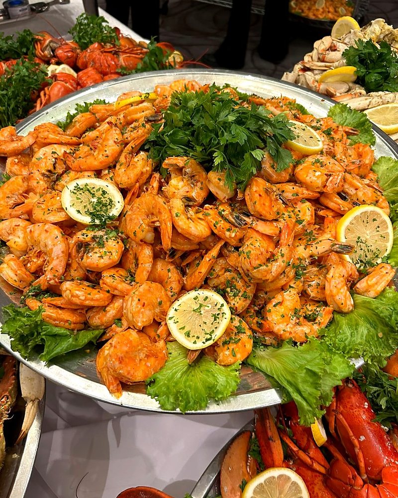 A shrimp and seafood platter from CF Culinary Events